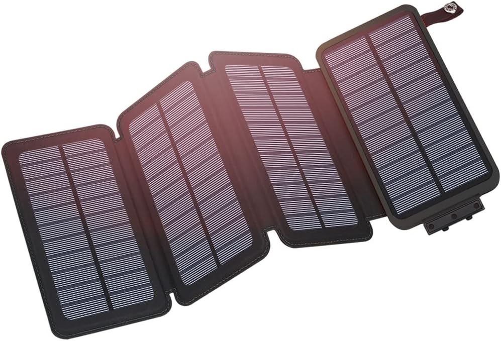 Hiluckey Solar Charger 25000mAh with 4 Solar Panels 3 USB Outputs