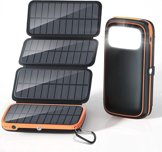 Hiluckey Solar Charger Power Bank 27000mAh with 4 Solar Panels